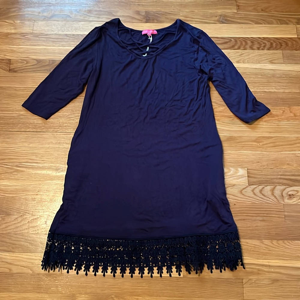 Simply Southern NWT Navy Tunic lace trim dress Womens Size XL